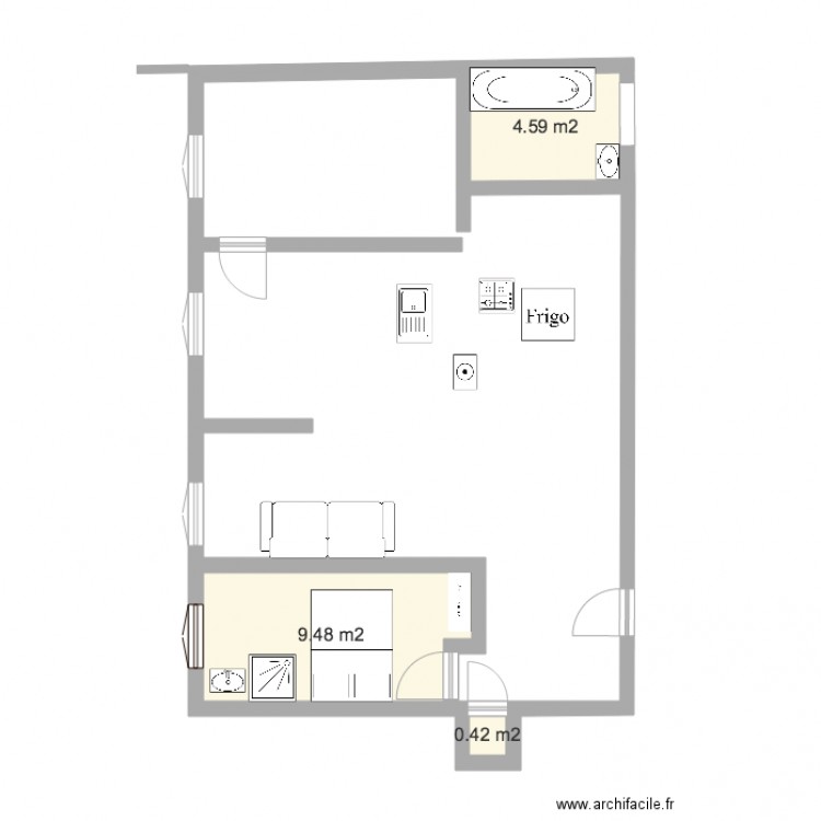 Appartement T2. Plan de 0 pièce et 0 m2