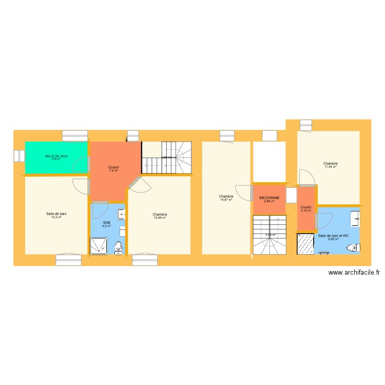 MAISON SAINTES 4. Plan de 20 pièces et 187 m2