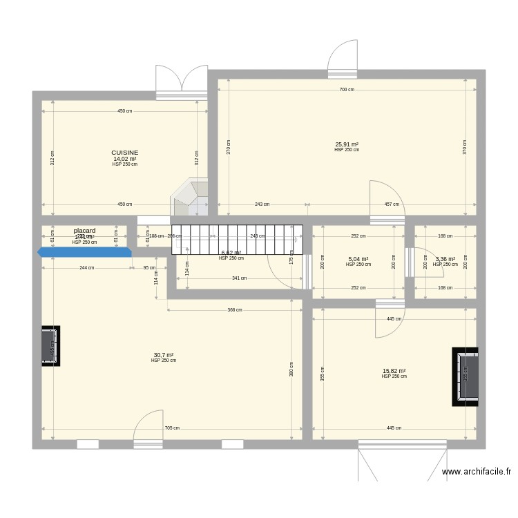 Le landreau RDC. Plan de 8 pièces et 103 m2