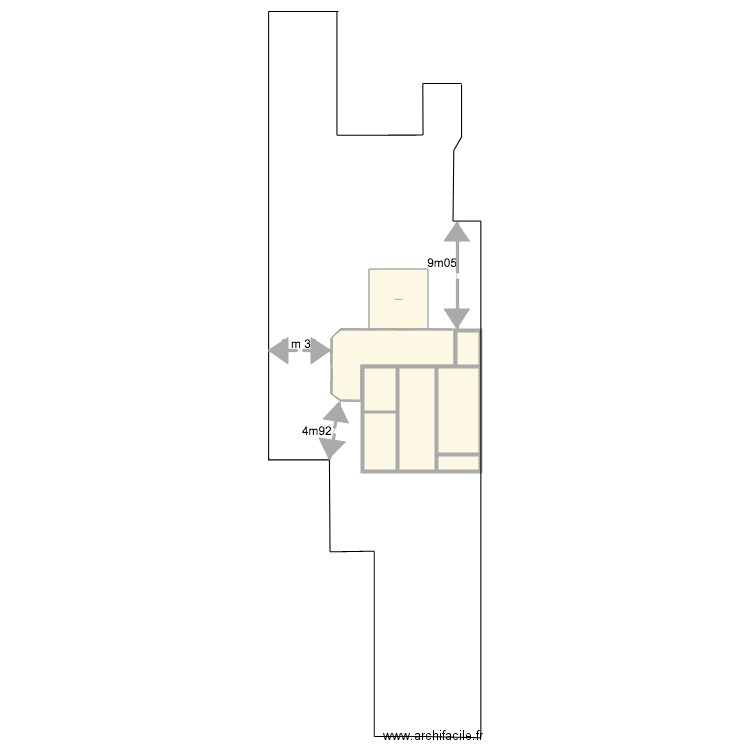 Plan de masse projet 2. Plan de 8 pièces et 145 m2