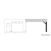 Vue de face garage avec partie couverte
