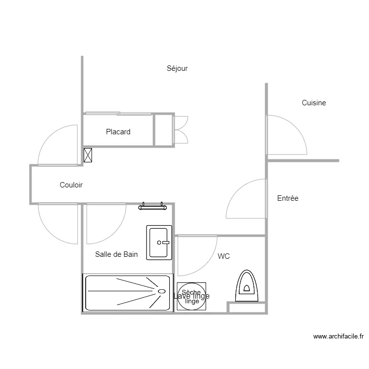 Modif de cloisons. Plan de 0 pièce et 0 m2