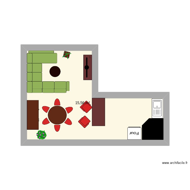 cuisine sam. Plan de 1 pièce et 16 m2