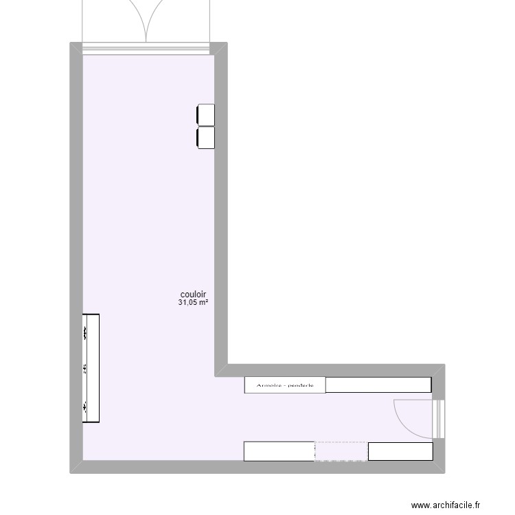 couloir rapport de stage. Plan de 1 pièce et 31 m2