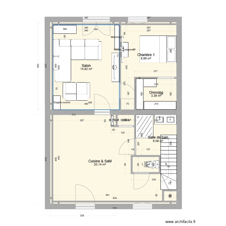 Charbonnier 4. Plan de 21 pièces et 173 m2