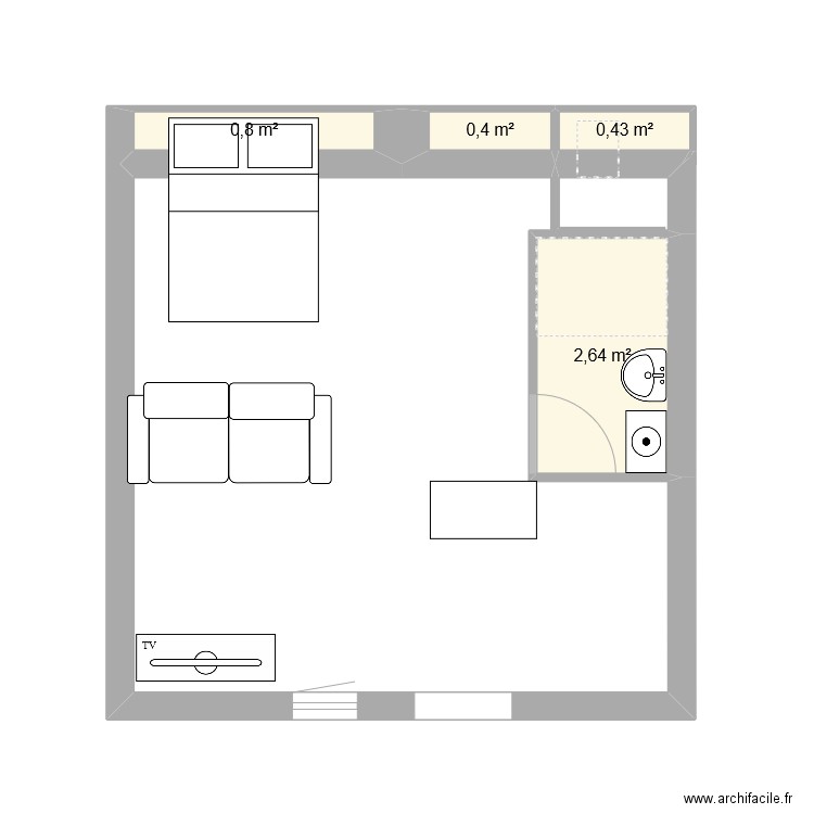 studio st ouen. Plan de 4 pièces et 4 m2