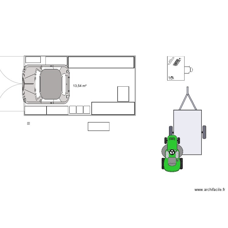 Mobil-Home Projet D. Plan de 1 pièce et 14 m2