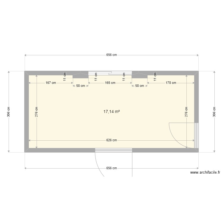 Rénovation cuisine. Plan de 1 pièce et 17 m2