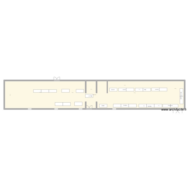 salle des fetes vide atelier 2022. Plan de 1 pièce et 264 m2