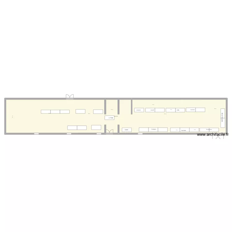 salle des fetes vide atelier 2022. Plan de 