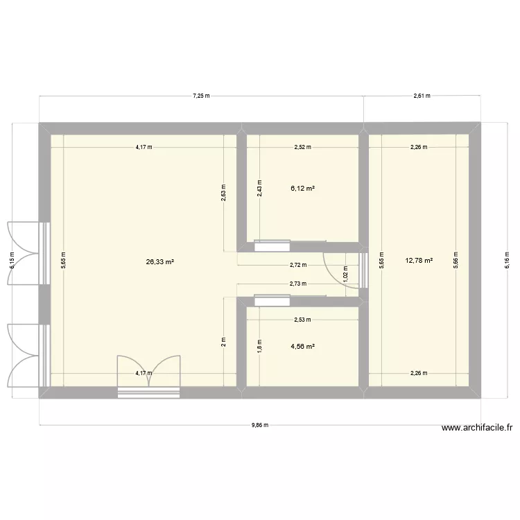 Etage. Plan de 4  et 50 m²
