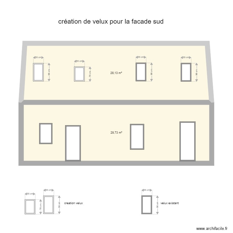 facade sud modification le 15 mai. Plan de 0 pièce et 0 m2