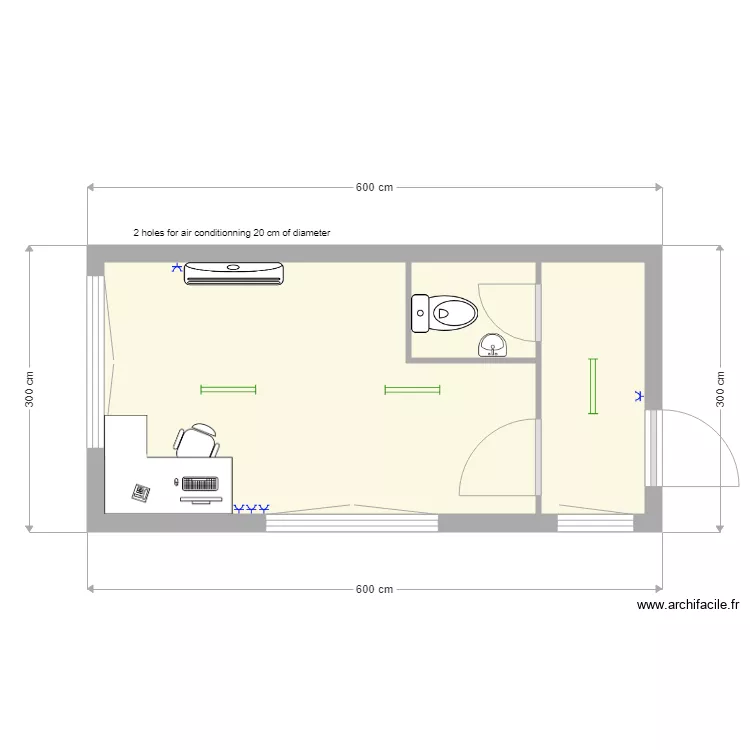 Walvert bureau de chantier WC. Plan de 