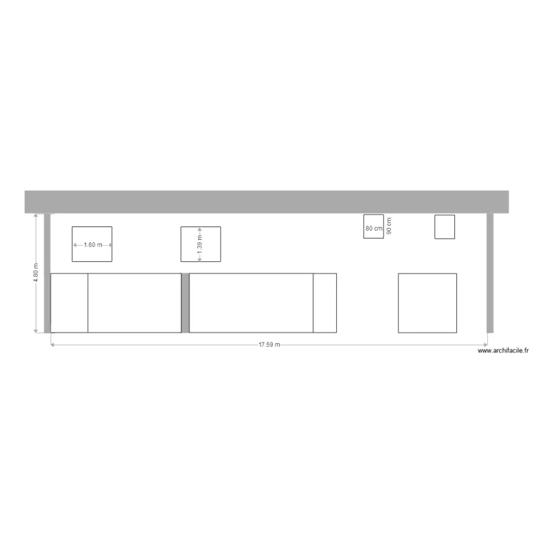 facade cot&eacute; cour. Plan de 