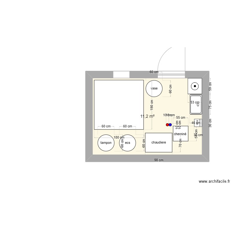 joubert. Plan de 1 pièce et 11 m2