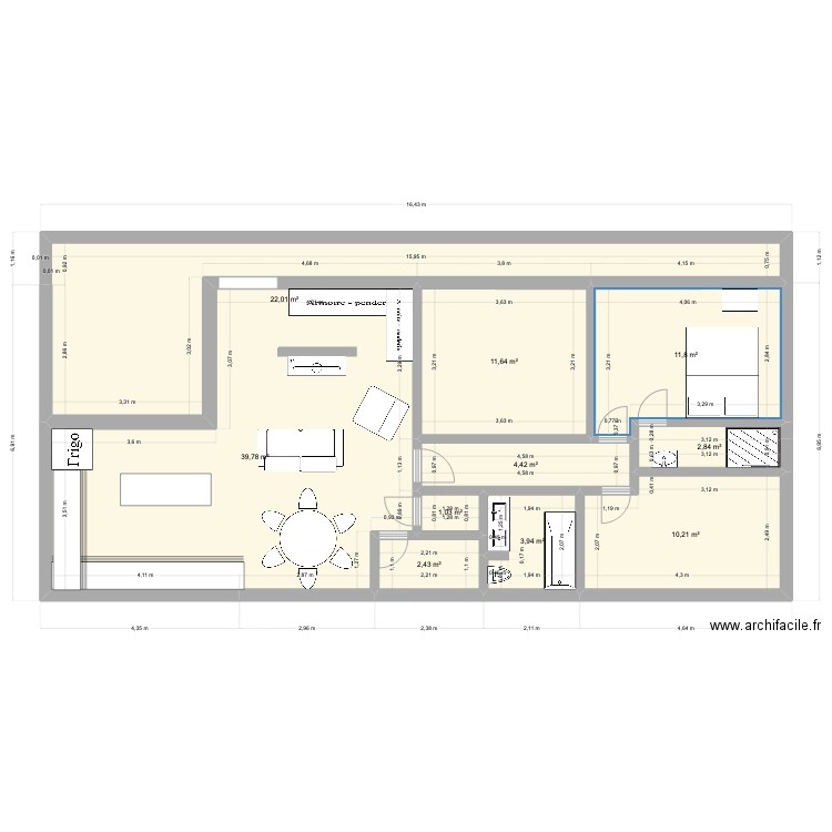 lecoq bis 100M. Plan de 10 pièces et 110 m2