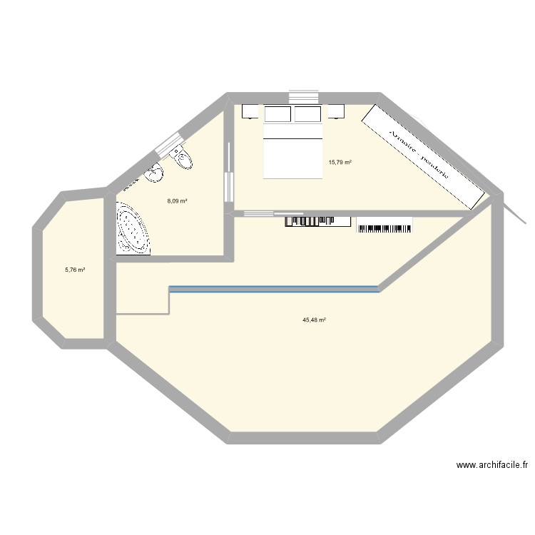 Maison étage octo. Plan de 9 pièces et 152 m2