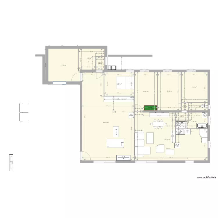 chambre en long. Plan de chambre en long. Plan de