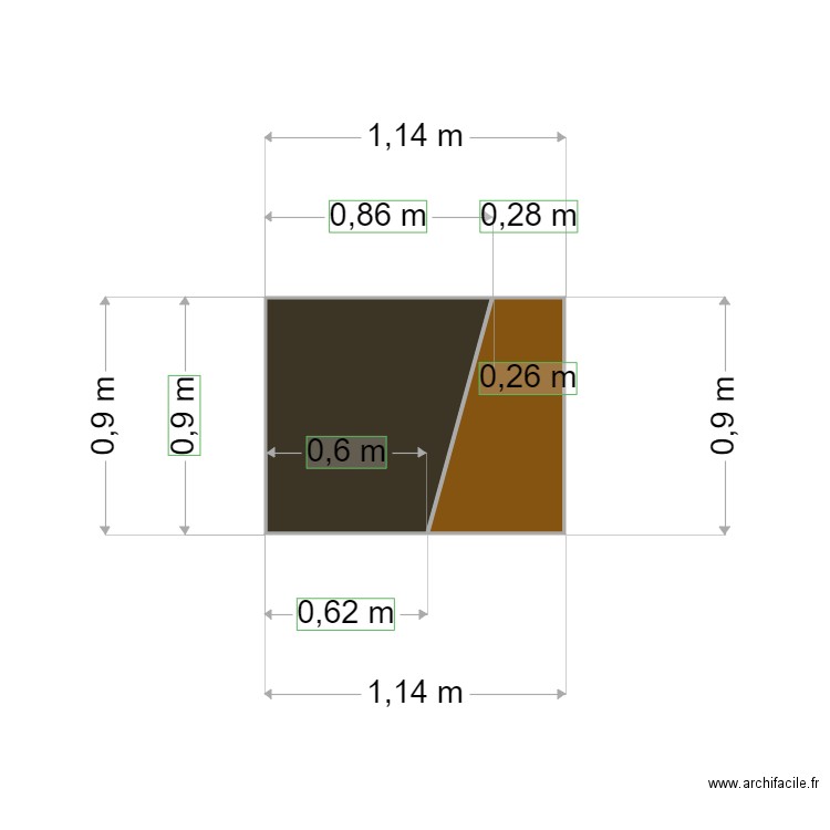 ilot cuisine 4. Plan de 2 pièces et 1 m2