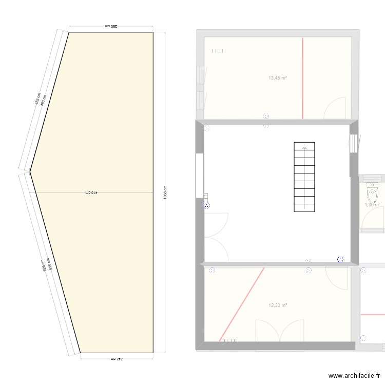 Briançonnet RdC. Plan de 6 pièces et 38 m2