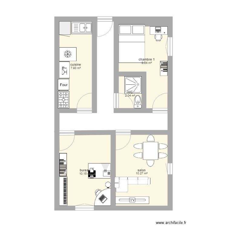 appartement 60 m2 techno. Plan de 0 pièce et 0 m2