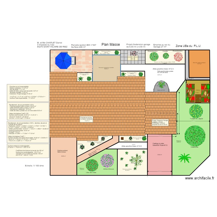 Plan Masse Extension Garage. Plan de 0 pièce et 0 m2