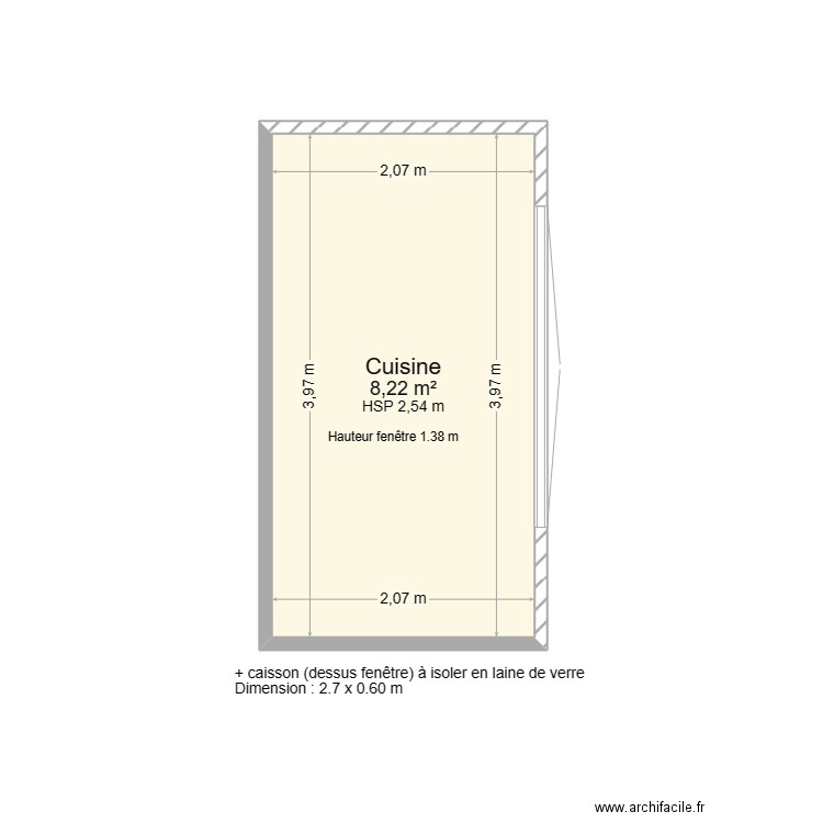 Cuisine 1. Plan de 1 pièce et 8 m2