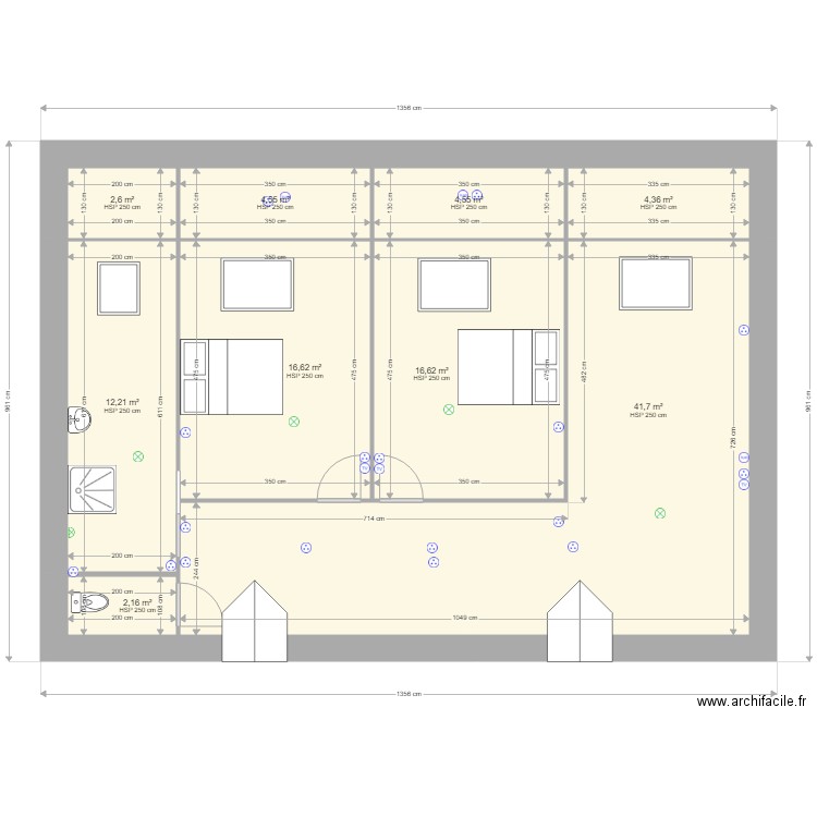 FLORIAN ETAGE. Plan de 9 pièces et 105 m2