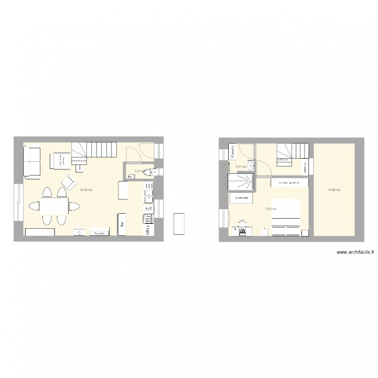 plan appart PG 4. Plan de 6 pièces et 66 m2