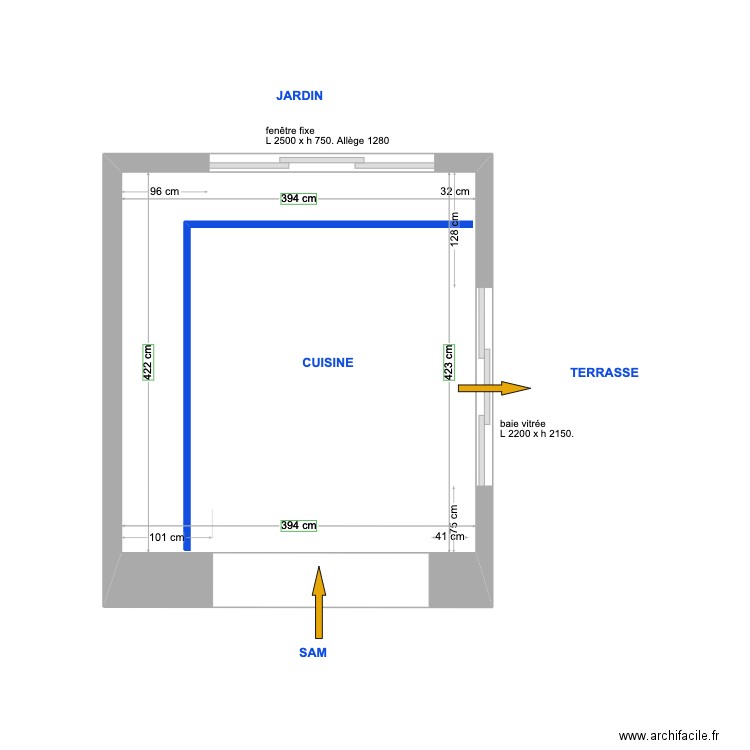 NAV PLAN CUISINE. Plan de 1 pièce et 17 m2