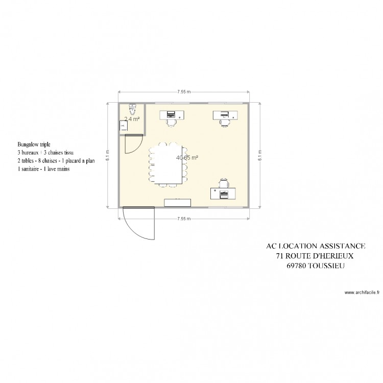 Chantier Axis Batiment Projet bungalow triple. Plan de 0 pièce et 0 m2