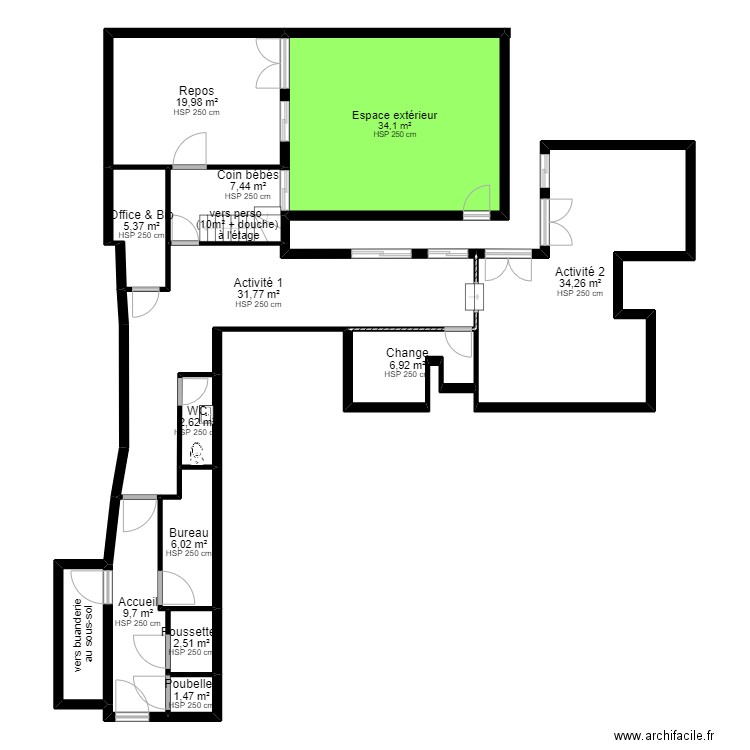 95 DEUIL 26 Eglise PROJET PMI V ArL 050822. Plan de 15 pièces et 180 m2