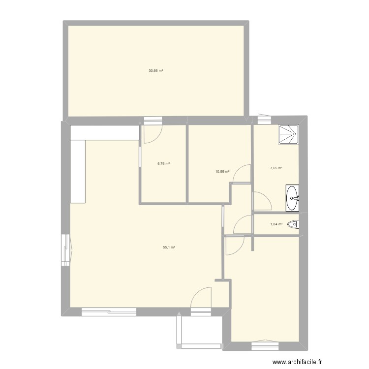 plan V2. Plan de 6 pièces et 113 m2