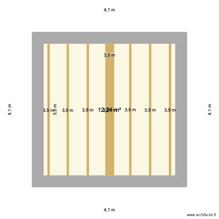Plancher 1 er 2tage. Plan de 1 pièce et 12 m2