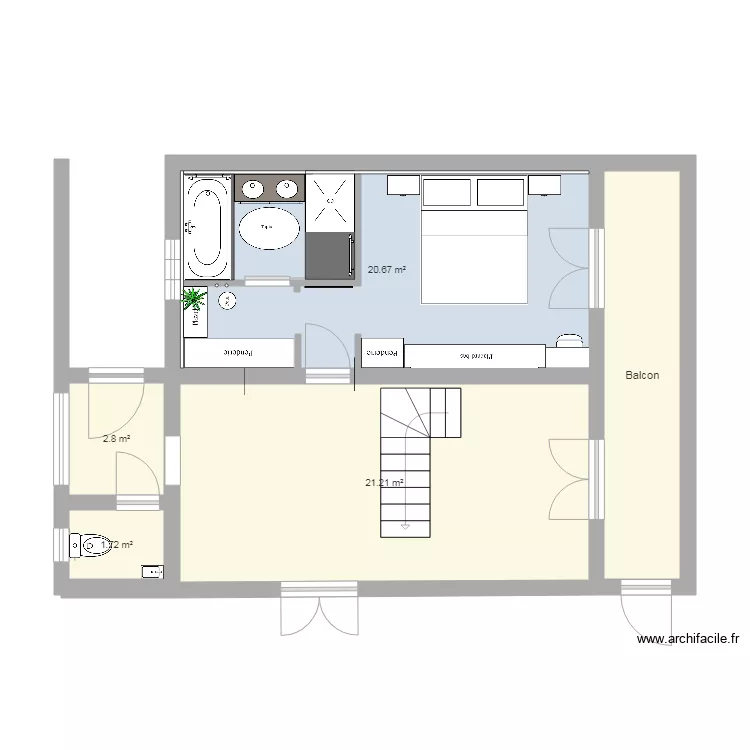 Chambre parentale 180626. Plan de 