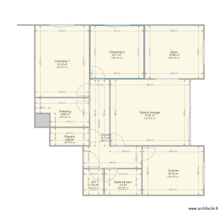 GUERIN. Plan de 11 pièces et 83 m2