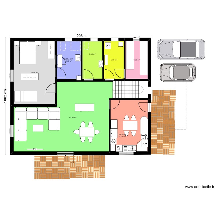 Nkolnda_RdC (meublé)_2. Plan de 7 pièces et 103 m2