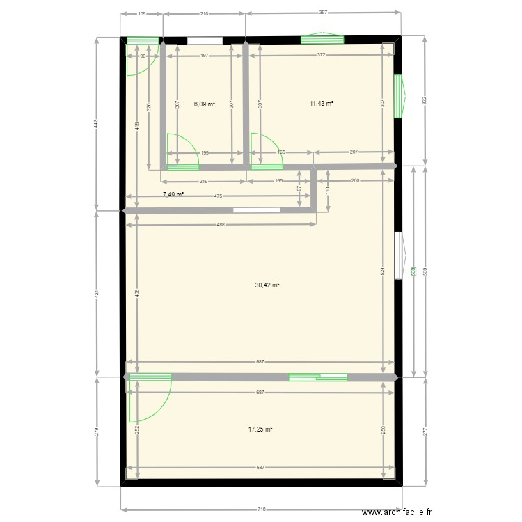 Projet Maison blanche R+1 Appart 2 DIM. Plan de 5 pièces et 73 m2