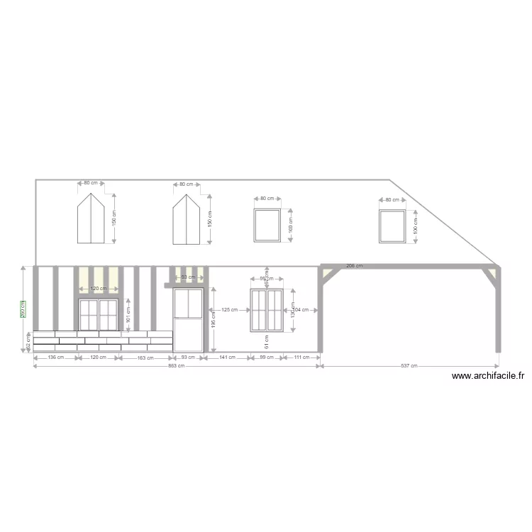 FACADE APRES TRAVAUX. Plan de 
