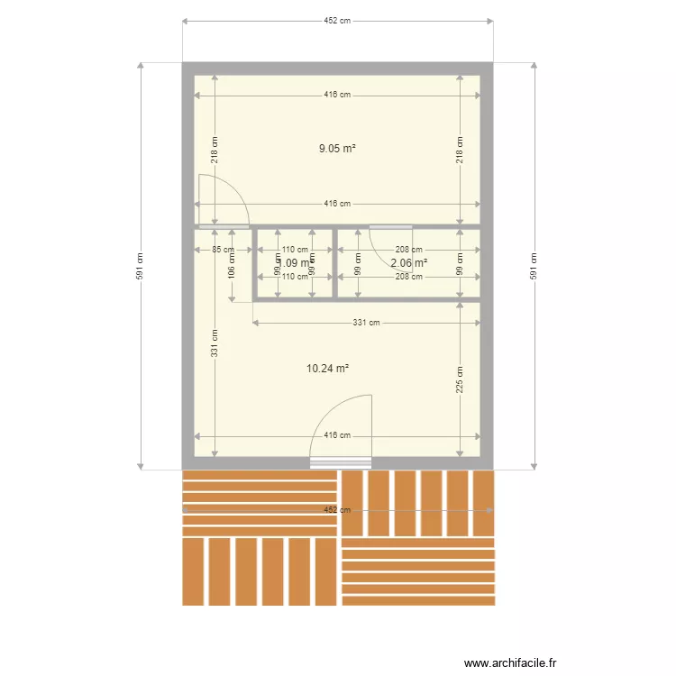 appartement yvetot 2. Plan de 4  et 22 m²