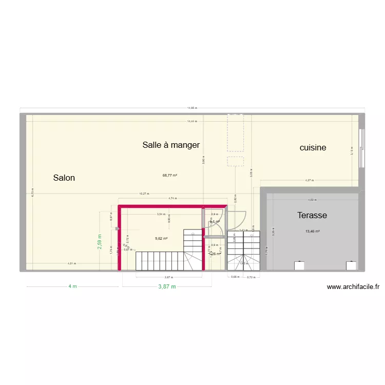 plan terrain 65 1er &eacute;tage. Plan de 5  et 94 m²
