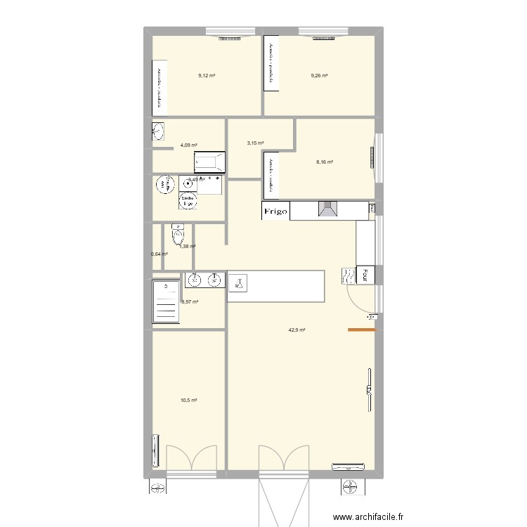 Lolotte2. Plan de 11 pièces et 97 m2