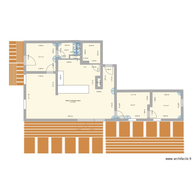 appartement. Plan de 7 pièces et 97 m2