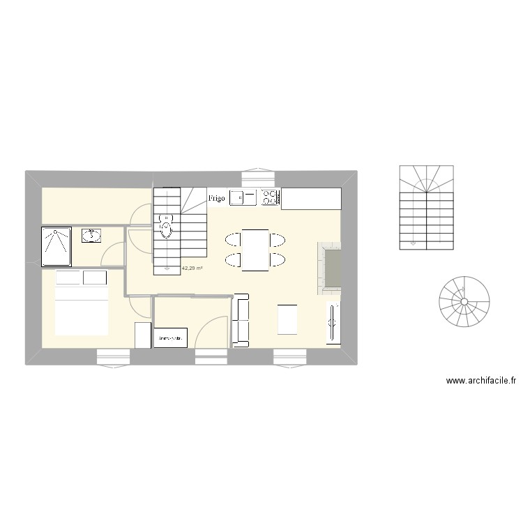 Gounay 2.4. Plan de 1 pièce et 42 m2