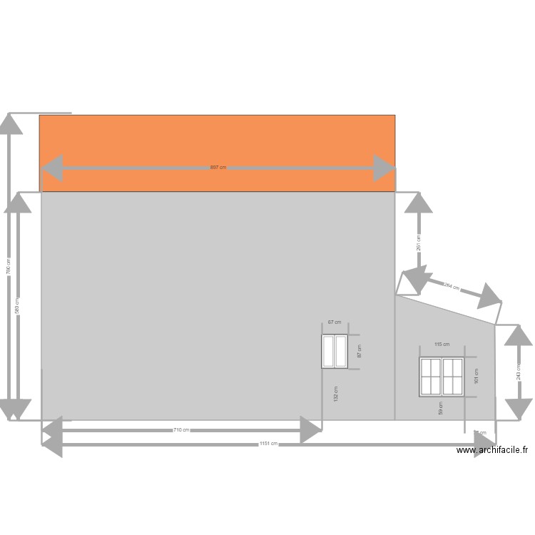 FACADE SUD . Plan de 0 pièce et 0 m2