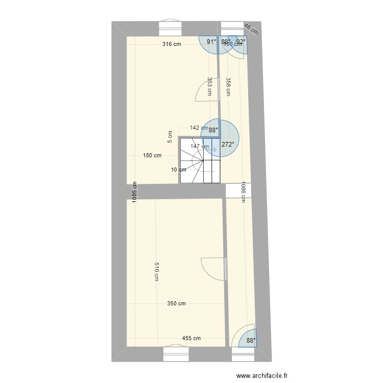 JEANMOULIN. Plan de 1 pièce et 47 m2