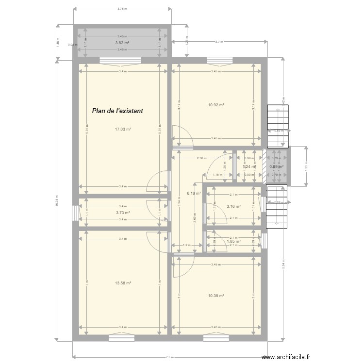 Maison des potier Pierre . Plan de 11 pièces et 73 m2