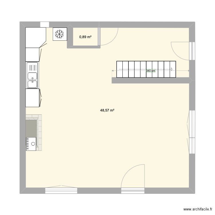 RDC BREAU Projet 1. Plan de 2 pièces et 49 m2