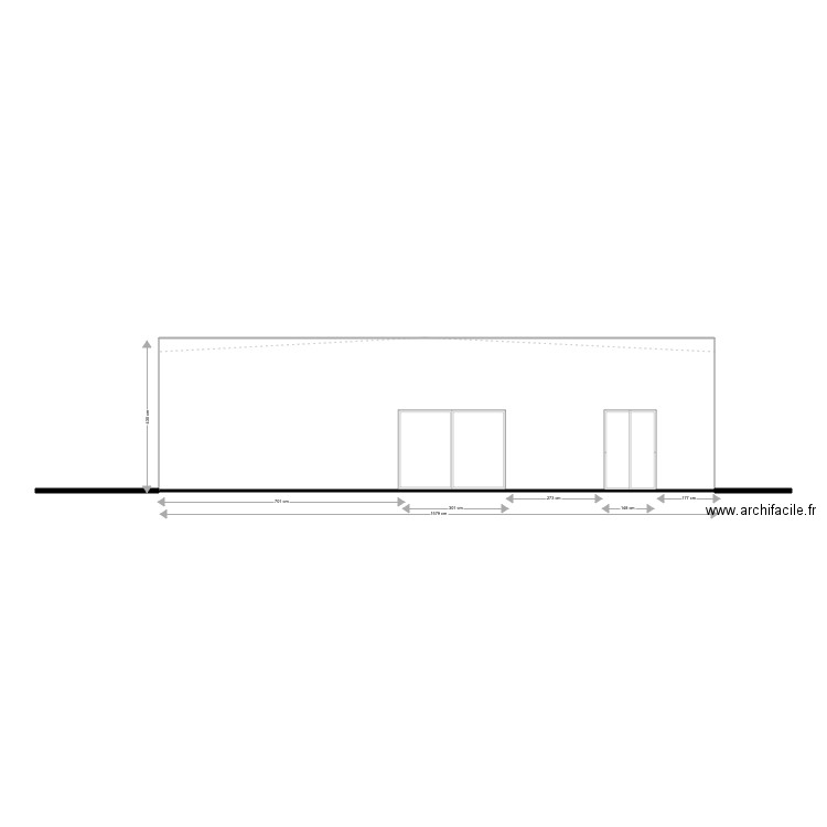 facade arriere. Plan de 1 pièce et 67 m2