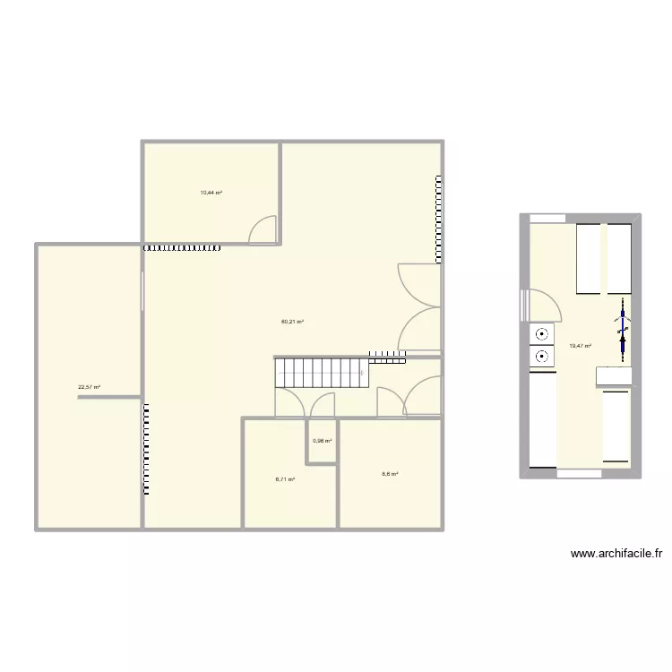Maison - modifi&eacute;e. Plan de 7  et 129 m²